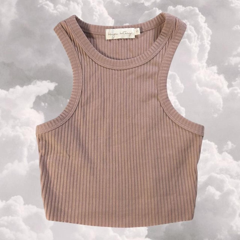 Basic pink ribbed racer back tank top